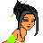 Pixel art of a woman in a green dress with one leg raised, next to text reading 'Kiss me! I'm Irish' in green block letters.