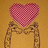 Pixelated heart held by two giraffes on a brown background with pink text reading 'what is love?' in four separate segments.