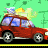 A 48x48 pixel buddy icon featuring a red car with luggage on top against a green background, transitioning to a close-up of a person in a gray jacket.