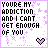A static contact sheet of two identical pixel art frames showing a text-based icon with purple heart and cross patterns on white background.