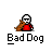 Animated contact sheet of a pixel art buddy icon showing sequential frames of a stick figure with a dog, transitioning from holding the dog to releasing it across 18 sampled frames.