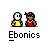 A 4x3 contact sheet of pixel art animated frames showing two stick figures with speech bubbles containing Ebonics phrases, each frame labeled "Ebonics" below the characters.