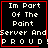 Four identical black square with red borders display white pixelated text reading "Im Part Of The Paint Server And PROUD!" with a red heart symbol in the bottom-right corner of the rightmost