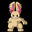 Pixelated bunny avatar with pink inner ears and beige fur, displaying sequential animation frames showing movement and light effects.
