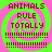 Four identical pixelated display 'ANIMALS RULE TOTALLY' text over green and pink spiral backgrounds with dotted lines