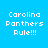Four identical pixelated text displays on blue backgrounds with varying gradient effects, each reading "Carolina Panthers Rule!!!" in white block letters.