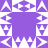 A static pixelated icon with a central purple square surrounded by eight white and purple geometric shapes arranged symmetrically.