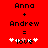 Red background displays 'Anna + Andrew = love' with white and pink pixelated hearts, two versions showing heart animation changes.