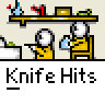 Animated contact sheet showing 20 sequential frames of a pixel art animation featuring stick figures cooking with knives, alternating between kitchen scenes and target practice sequences.