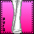 A 3x3 contact sheet of pixel art frames showing a cartoon woman in various poses and close-ups with repeated text "love" on pink backgrounds.
