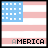 Pixelated American flag design with light blue stars, pink stripes, and 'AMERICA' text below; four of identical icons in a