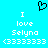 Pixelated blue background with black heart symbol above white text reading "I love Selyna <3333333" in two identical side-by-side arrangements.
