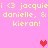 Pixelated pink background with yellow text reading "i <3 jacquie! <3 jacquie danielle, & danielle, & kieran!" and three red heart icons.