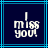 Pixelated text "miss you!" in white on dark blue background with cyan lines, two identical frames showing static text