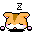 Pixelated hamster-like character with orange fur, brown stripe on head, white muzzle, pink cheeks, black eyes and nose, in four static poses against gray background.