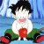 Pixelated character with black spiky hair, white shirt, red shorts, green sleeves, and pink mouth against blue background.