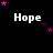 Black background with white text 'Hope' repeated , pink and purple stars scattered around, gray rectangle in bottom-right corner