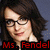 A pixelated image of a person with brown hair and glasses, overlaid with red text reading "Ms. Fendel Scout the Next Slayer" on black background and "Nerdy Swedish Teacher" in separate