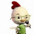 Pixelated character with light skin, glasses, and a red Santa hat wears a green shirt against white background.