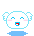 Four pixelated character faces with blue outlines and pink cheeks, each showing different expressions and eye shapes against a gray background.