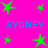 Bright pink background with green star shapes and blue text reading "SYDNEY" in two