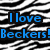Zebra-stripe background with blue and purple text elements; 'I love Beckers!' in blue, 'BAMF' in purple, and 'FGGF' in blue.