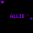 Purple text 'ALLIE' appears in three on a black background with scattered purple stars, some of which move across the screen