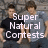 Two young men in casual clothing stand against a stone wall background with overlaid text reading "Super Natural Contests" and "Who Can Resist?".