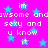 Bright pink background with scattered light blue stars and repeated white pixelated text reading "im awesome and sexy and u know it".
