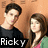 Two people stand side-by-side against a brown background; the left person's name tag changes from 'Ricky' to 'Amy'.
