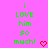 Pixelated green text on pink background reads 'i LOVE him so much!' with red heart symbol, two identical frames side-by-side.