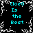 Four identical pixelated display cyan text 'Cloed Is the Best' on black background with white jagged border