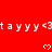 Red background with repeated white text 'tayyy <3' and white heart symbols