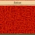 A static image with a solid red pixelated background and a light beige horizontal bar at the top containing indistinct dark pixels.