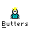 Pixelated character with yellow crown and teal jacket appears in four with different speech bubbles and text below