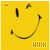 A 4-frame animated contact sheet of a yellow smiley face icon with subtle mouth and eye motion, each frame featuring an orange heart in the top-left corner and 'WINK' text at the bottom right.