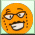 Four orange circular emoji faces with distinct expressions on light green and gray backgrounds.