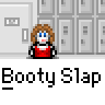Animated contact sheet showing 20 frames of a pixel art animation featuring two characters in a school hallway with lockers, performing slap and interaction motions.