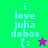 Pixelated text 'i love julia dobos' with a colon and star symbol on green and purple backgrounds, animated star color change.