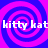 A static image with four identical spiral patterns in blue and pink, each containing the text "kitty kat" in white pixelated font.