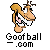 Pixelated cartoon squirrel with brown fur, white chest, and pink inner ears; mouth open in a smile showing teeth; text 'Goofball.com' below.