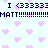Pixelated text and heart shapes repeat across a light blue background with no visible animation changes.