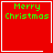 Red square icon with green pixelated text "Merry Christmas" and white border; bottom-right corner contains a white snowflake symbol.