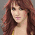 A four- shows a woman with long red hair in different poses and a blue with pink text