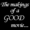 Six display movie character images with text overlays: 'The makings of a GOOD movie...', 'The beautiful girl...', 'The bad guy...', 'and The hero...', '...so what makes a GREAT movie?', and 'Captain Jack Sparrow!'