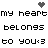 Pixel art contact sheet showing two identical frames of a text-based buddy icon with heart symbols above the text.