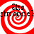 Four identical red and white spiral patterns arranged in a with black text overlaid on each spiral