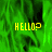Green pixelated background with yellow text 'HELLO?' in three positions across the