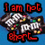 Pixelated image with blue background showing two side-by-side text-based animations featuring a cartoon character's face and changing red/green text.