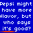 Blue background with white pixelated text repeating 'Pepsi might have more flavor, but flavor, but flavor, but who says it's good?' in three horizontal